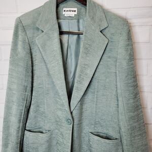 Vintage Joan Leslie Textured Mint Green One Button Tailored Blazer size 16